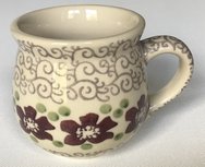 Boerenbeker (senseo) oud roze met bloem