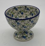 Kommetje op voet blauw / groen bloemetje