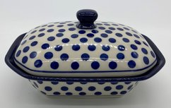 Botervloot blauwe stippen