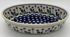 Ovalen ovenschaal blauwe bloem