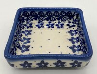 Petit four vierkant bakje groot blauwe bloem