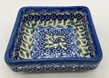 Petit four vierkant bakje groot blauw/groen