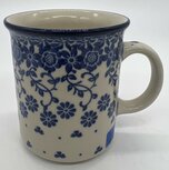 Rechte beker 250 ml blauwe bloemenrand