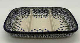 drie vaks bord blauwe tulp