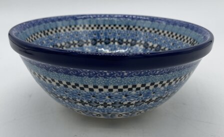 Ronde kom brede rand blauw/zwart