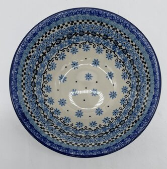 Ronde kom brede rand blauw/zwart