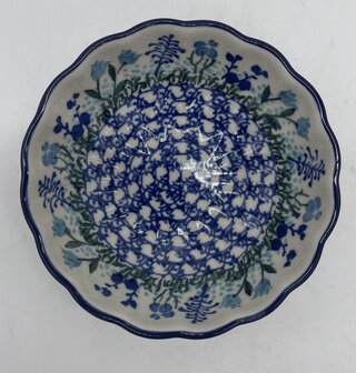 Rond geribbeld kommetje blauwe wilde bloemen