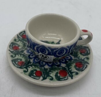 Kersthanger kop en schotel rode stip