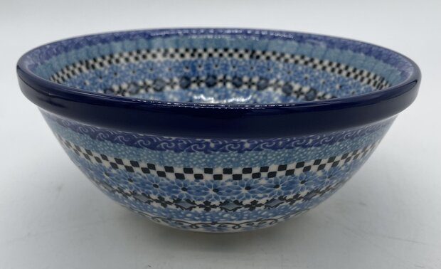Ronde kom brede rand blauw/zwart